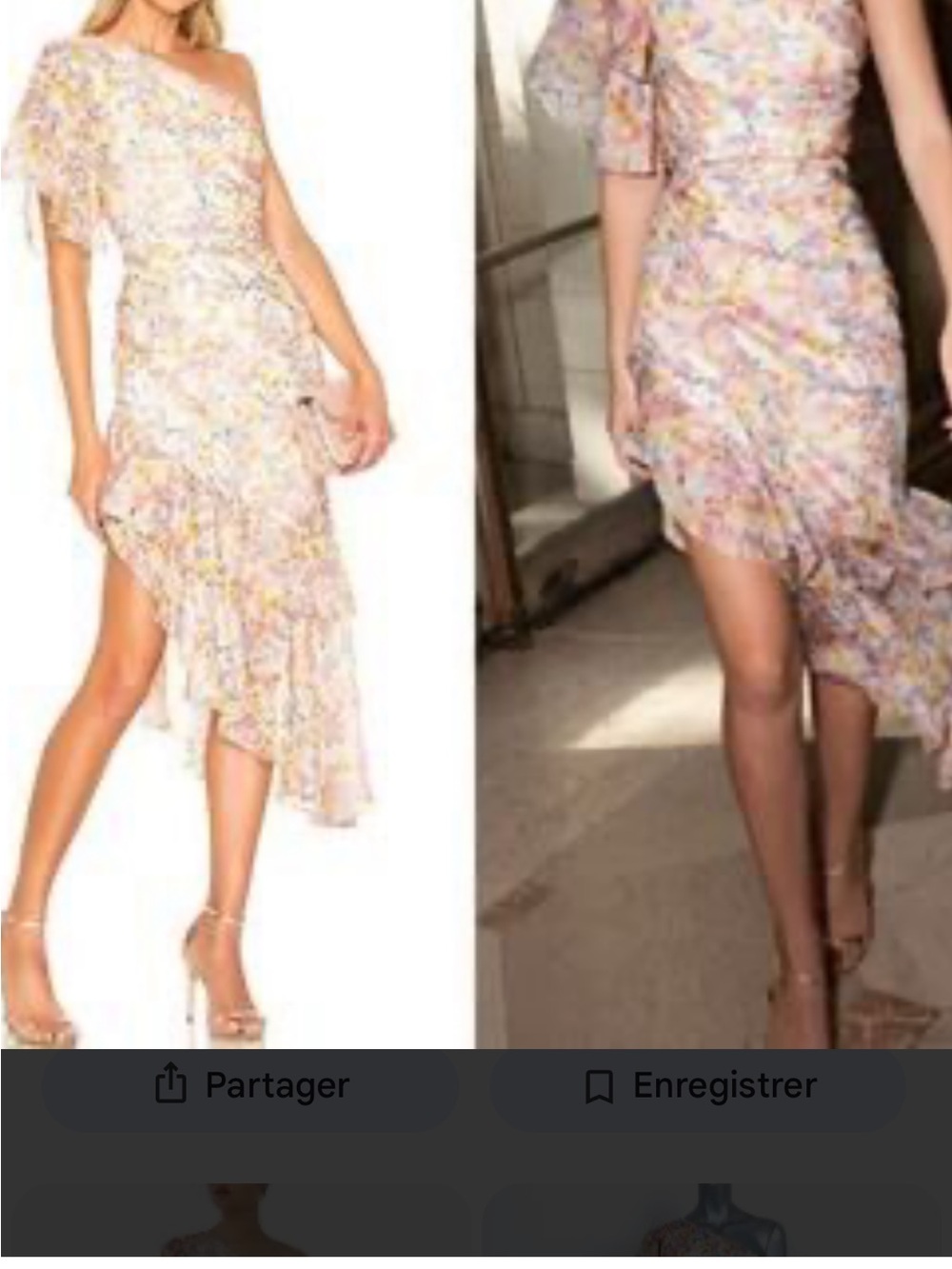 AMUR Floral One-Shoulder Dress in Pastel Pink, Yellow & Lavender